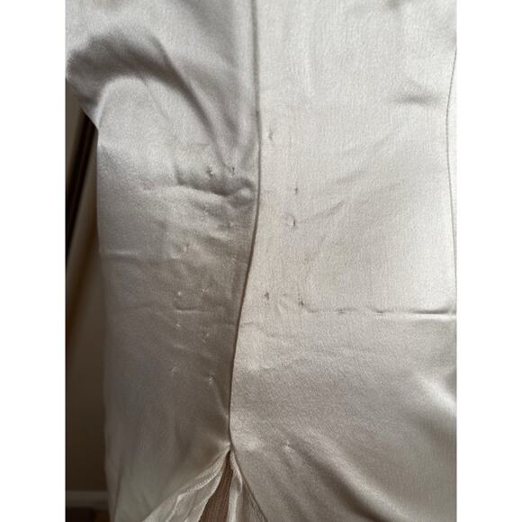 Retrofete Lorelai Strapless Ruched Draped Ruffle Asymmetric Maxi Dress Sz Small - Picture 13 of 15